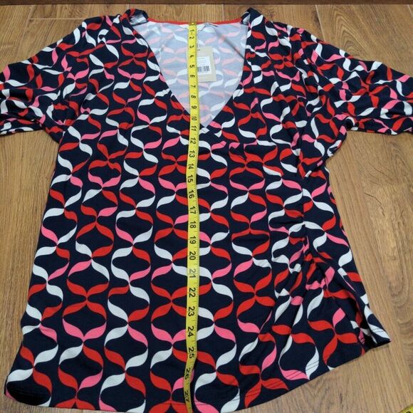 NWT Boden Womens Elodie Wrap Top Size 20/22 Navy Red Stretch Casual LS Viscose - Picture 11 of 12